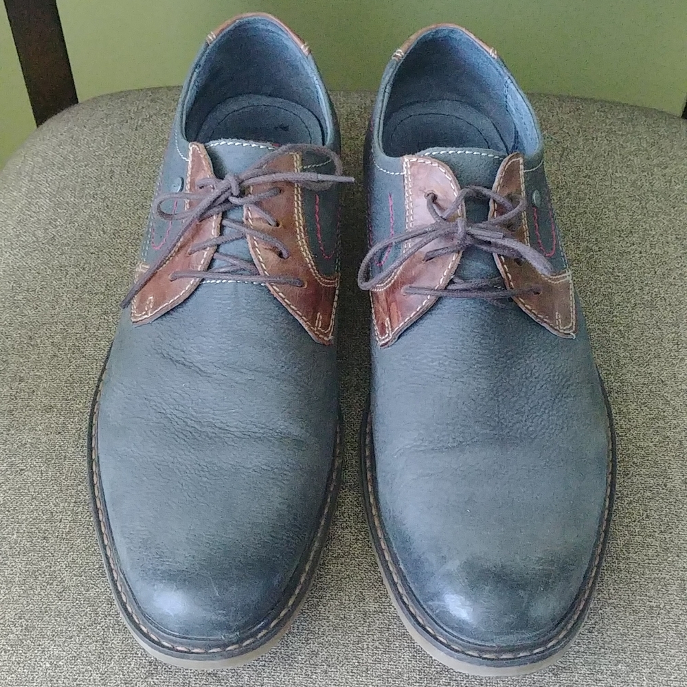 Leather shoes, European size 42/ Canadian 8, Blue color, great condition
